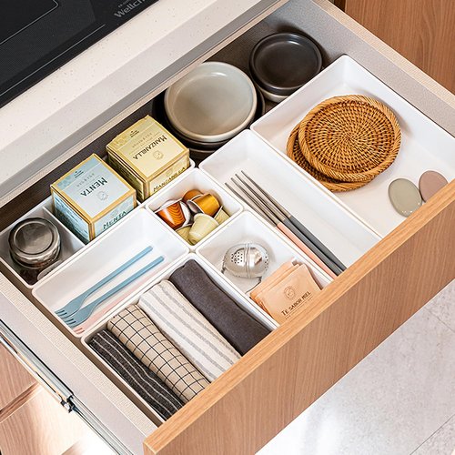 carrotez Pack of 4 Plastic Drawer Organizers for Kitchen, Bathroom, Office - Versatile Storage for Makeup, Hair Accessories, Desk Essentials, and More