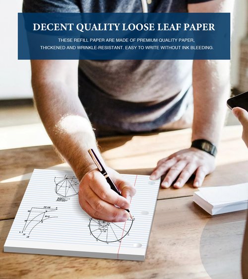 PINJINGPRO Loose Leaf Paper, Notebook Paper, 8 x 10.5 College Ruled Paper, 3 Hole Punch Binder Paper, Lined Paper for 3 Ring Binders, College Ruled Paper, 100 Sheets/Pack Filler Paper (2 Pack)