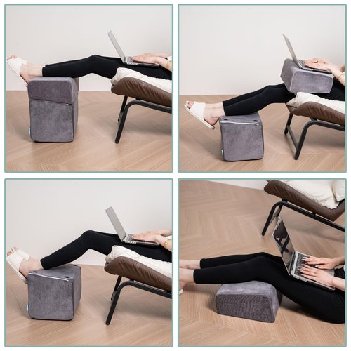 SCFOAMZAI 2 Adjustable Foot Rest Under Desk - Ergonomic High Density Foam Footrest with Washable Cover, 3 Adjustable Heights Foot Stools for Office, Home, Travel (Gray)