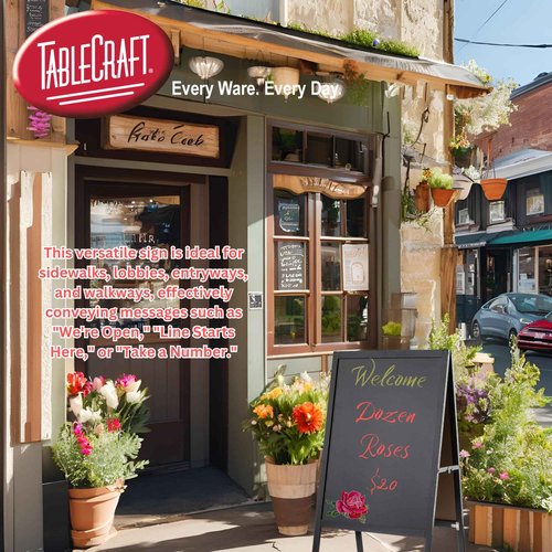 Tablecraft A-Frame Chalkboard Floor Sign, Natural Paulownia Wood, 24"x25"x41", Double-Sided Folding Chalk Sandwich Board Walk Way Message Display, Rustic Menu Board, Weddings, Cafes, and Restaurants