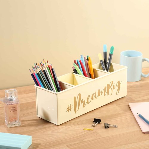DUDKI HOMES "Desk Organizers and accessories, 4 Compartment Desk Organizer set, Pen holder for desk cute and Stylish Office Desk Accessories for Women Office - Keep Your Workspace Organized"