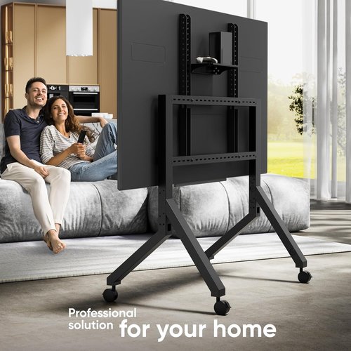 ONKRON Mobile TV Stand - Heavy Duty Rolling Cart for 70-110 Inch Screens | Adjustable VESA 200x200-1000x800, 276 lbs Capacity, Black