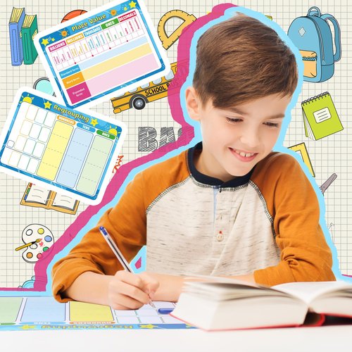 AmazingSpark 18 Packs Place Value Chart Math Manipulative 9x12 Inches Dry Erase Double Sided Cards Math Learning White Boards Small Whiteboards for Kids Students Classroom Home(Place Value)
