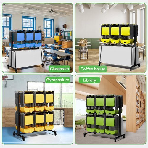 Folding Chair Rack Cart Chair Storage - Heavy-Duty 1100LB Capacity Holder for 84 Folding Chairs or 42 Chairs & 12 Tables - Includes Weatherproof Cover, Elastic Straps, Locking Wheels