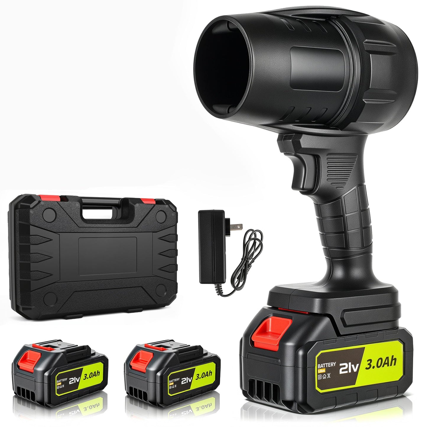 IOOKNA Leaf Blower Cordless, 100000 RPM Electric Portable Leaf Blower with 21V, 2 x 3.0Ah Battery, Ultra-Light Turbo Handheld Blower for Leaves, Patio, Snow, Lawn, Dust