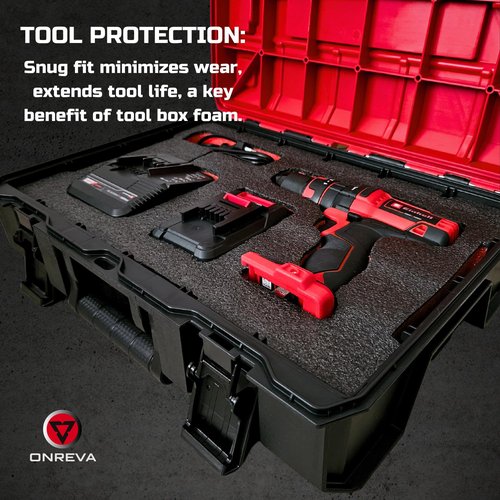 ONREVA Tool Box Foam, 2Pack 54x30x2 inch, Foam Inserts for Cases, Polyethylene Storage Sheets for Toolbox Hard Case, Tool Shadow Insert, Kaizen Organizer Sheet
