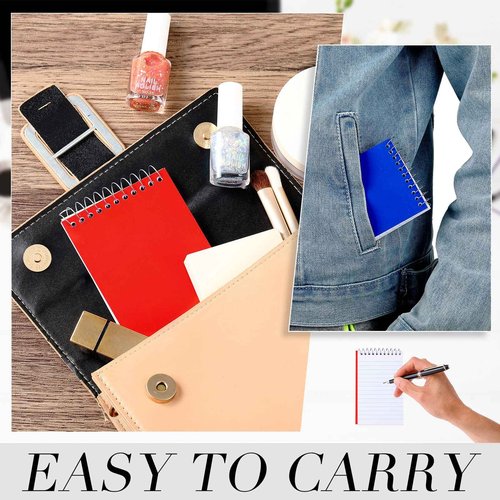 Leinuosen 100 Pcs Spiral Memo Pads 3x5 Inch 75 Sheets College Ruled Small Pocket Notebooks Little Mini Notepads Bulk Top Bound Lined Note Pads for Home School Office Travel Work (Bright Color)