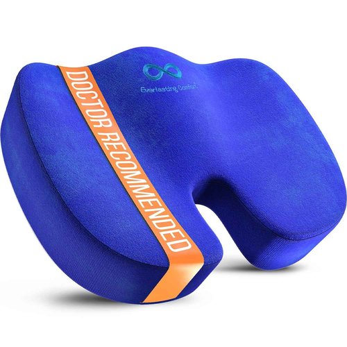 Everlasting Comfort Doctor Recommended Memory Foam Seat Cushion for Office Chairs & Car - Ergonomic Office Desk Accessories - Cushions for Tailbone Pain Relief, Sciatica & Back Support Pillow