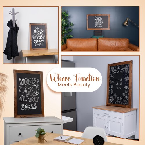 Loddie Doddie Magnetic Chalkboard - 20 x 30 Rustic Frame - Easy-to-Erase Large Blackboard for Wall Decor & Kitchen, Hanging Display - Chalk Board