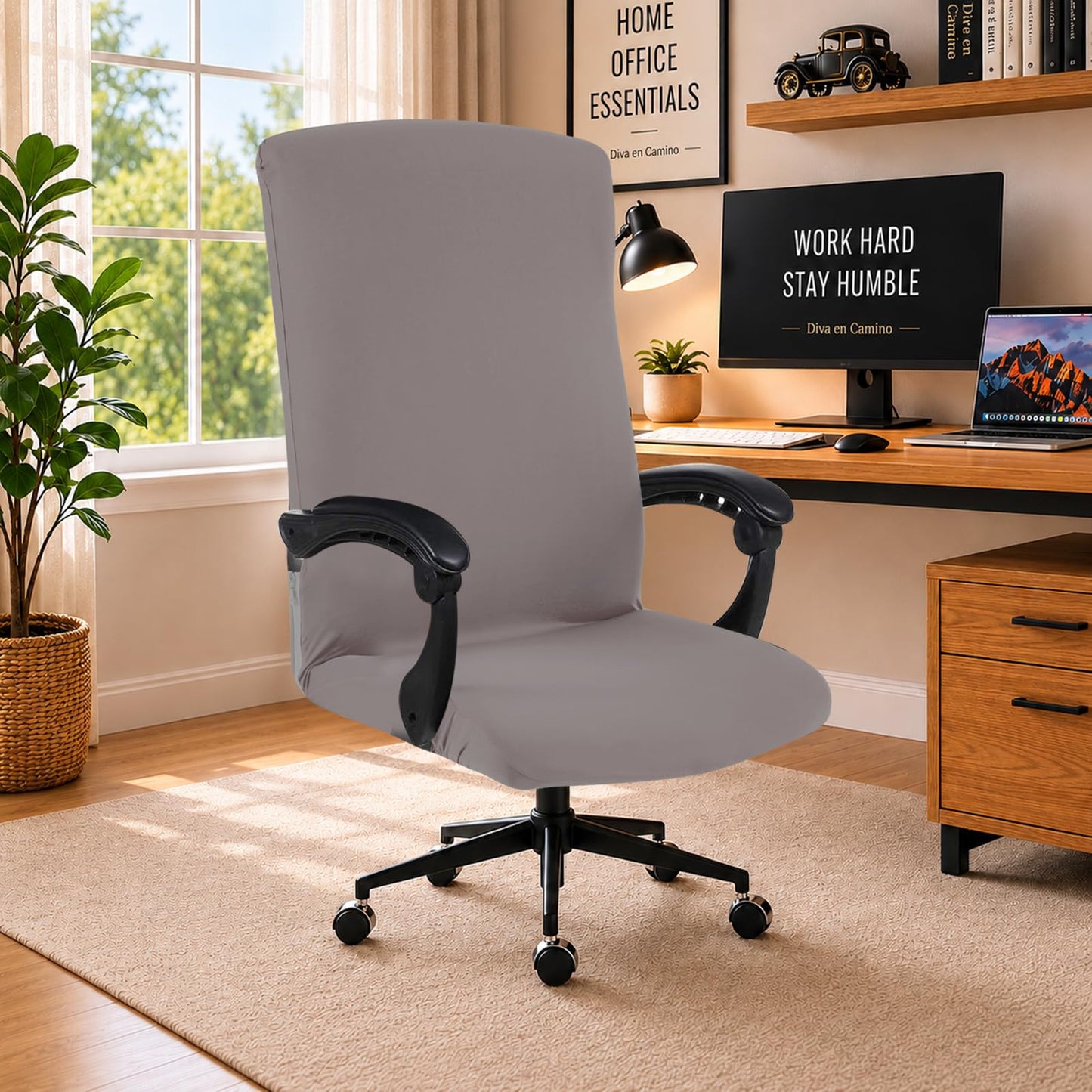 DIVA EN CAMINO DEC Universal Stretch Office Chair Cover with Durable Zipper, Soft Slipcover for Desk or High Back Chair