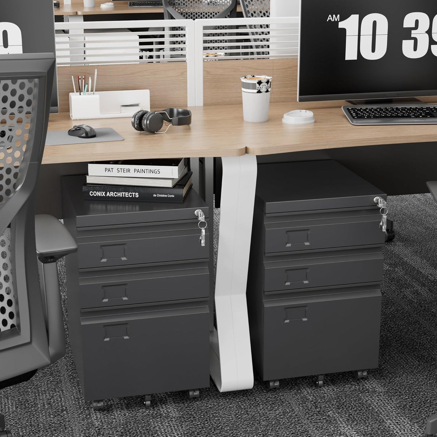 SUXXAN Mobile File Cabinet - Heavy Duty Steel 3 Drawer Filing Solution with Lock | Fits Letter/Legal/A4 Size