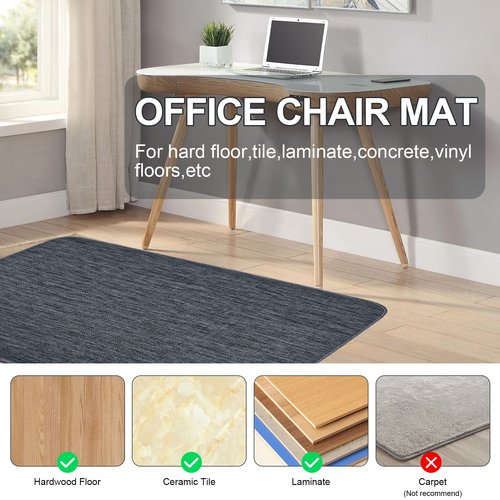 Office Chair Mat for Hardwood Floor: Desk Computer Gaming Heavy Duty Rugs for Rolling Chairs - 36"x48" Large Anti-Slip PVC Mats Tile Hard Wood Floors Protectors, Not Recommended for Carpet (Black)