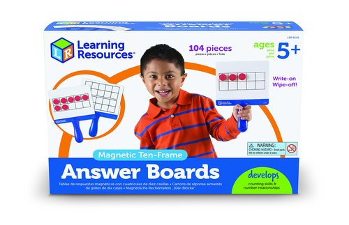 Learning Resources Magnetic Ten-Frame Answer Boards - Set of 4 with 100 Colorful counters/Discs, Ages 5+ | Grades K+ Giant Magnetic Ten Frame Boards Set, Math Manipulatives