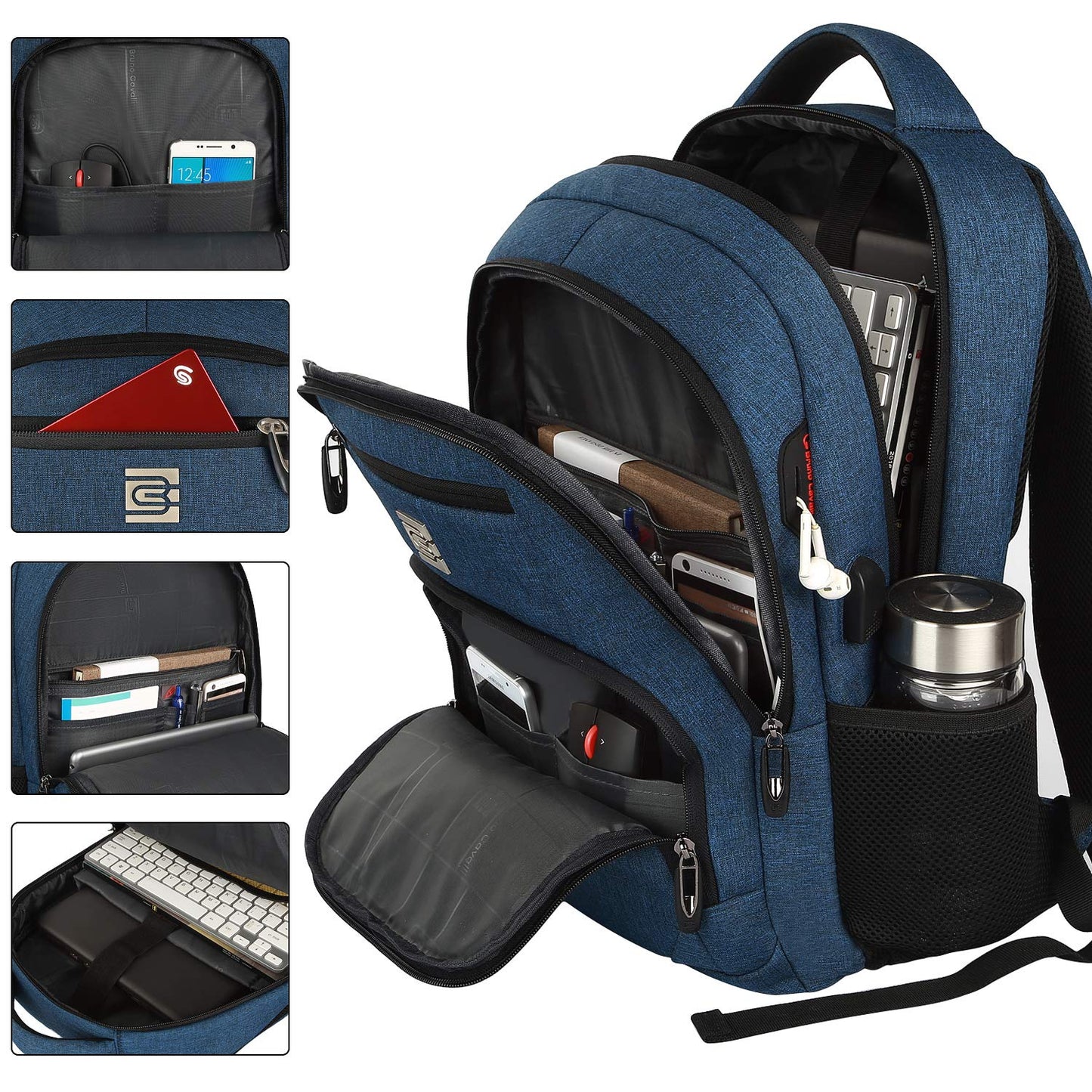 Volher 17 Inch Laptop Backpack, Business Anti Theft Slim Durable Laptops Backpack, Water Resistant College Computer Bag Gifts for Men & Women Fits 15.6 Inch Notebook-Blue