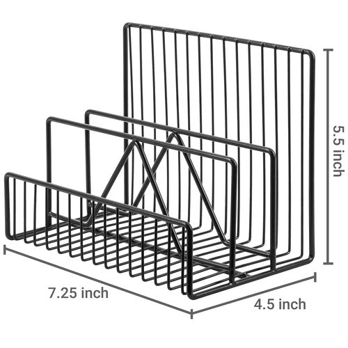 MyGift 3 Slot Matte Black Metal Wire Office Desk Mail Organizer and File Sorter Stand, Upright Desktop Paper Document Filing Storage Rack for Work or Home