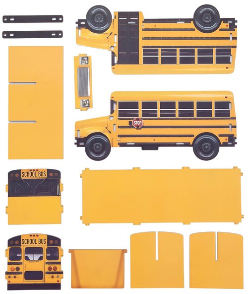 Pencils Organizer School Bus Pen Holder Creative DIY Multifunctional Desk Organizer 6 Compartments Office Desktop Stationery Mesh Table Supplies Organizer for Office School and Home (Wooden)