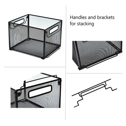 SETTFRFE 2 Pack File Organizer,Metal File Crates for Hanging Folders,Hanging Folder Organizer,Letter Size, Black