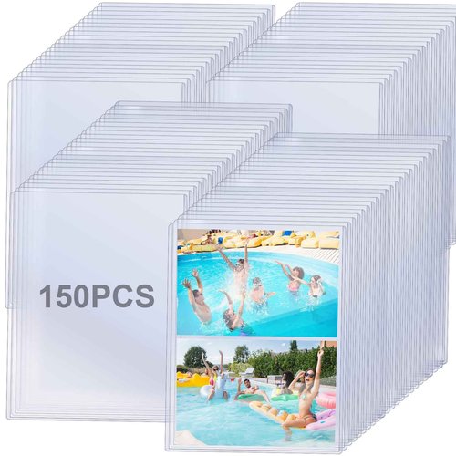 150 Pcs 5" x 7" Rigid Print Protectors, Clear Waterproof Hard Plastic Page Sheet Protectors Top Loading Rigid Photo Card Postcard Sleeves for Album Paper Document Holder