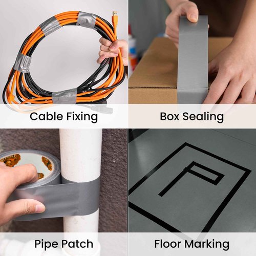 TAPEBEAR Duct Tape Heavy Duty 1.88 Inch x 30 Yards(90Feet), Silver Waterproof Tape 9mil Thick Adhesive Tape Strong, Writable, Tear by Hand for Packing, Repairs, 30 Rolls, Total 900Yards