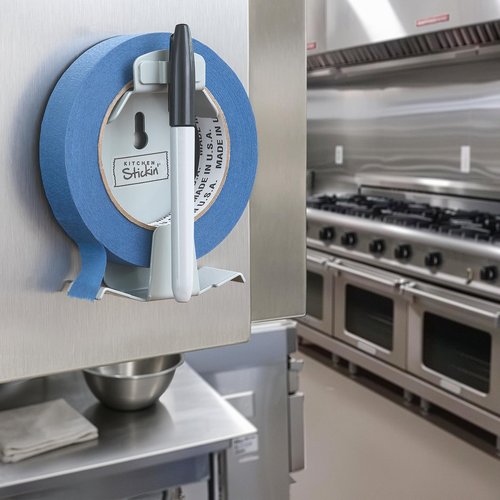 Kitchen Stickin’® Pro Metal Tape Dispenser, Wall-Mounted Tape and Label System (Tape & Marker Not Included)