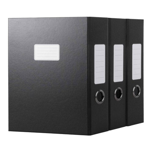 JiaWei Black Storage File Boxes,Document File Folder,A4 Archives Cases with Lid,9.4×3×12.5 Inches Filing Box for Office and School（3 Pack）