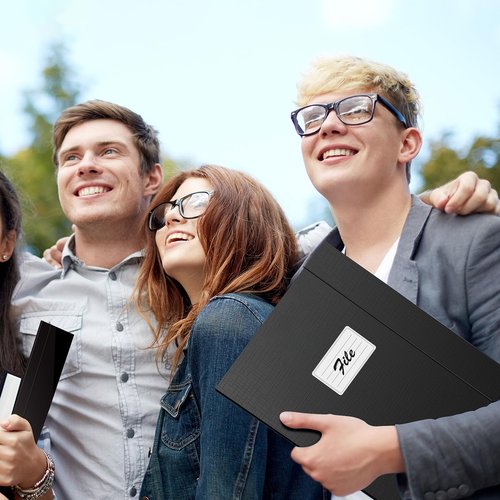 JiaWei File Folders, 12 Packs of Black File cases with Lable, 0.5×9×12.5 inches Black Folders for Office and School.