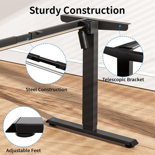BIZUM Electric Standing Desk Frame, Height Adjustable Sit Stand Desk Base with Memory Preset Button, USB Port for Home Office, Black Frame Only