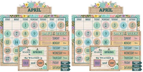 Teacher Created Resources Rustic Bloom Calendar Bulletin Board Set (Pack of 2)