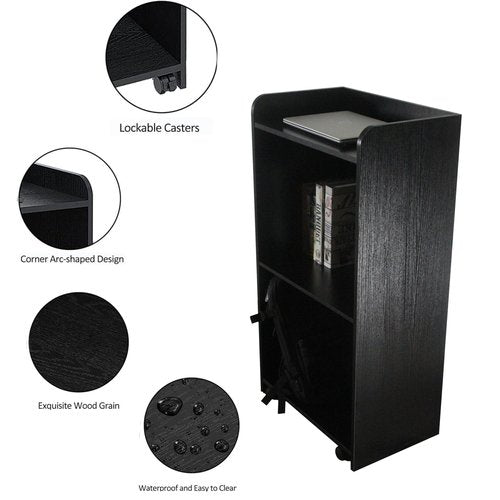 EastSideHX Lecterns & Podiums, Podium Stand with Wheels and Storage Layer, Portable Podium Reception Desk, Suitable for Church pulpits, Mobile lecterns for Meetings, and classrooms Black