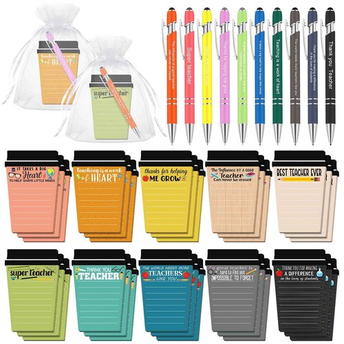 Kosiz 90 Pcs Christmas Teacher Gifts from Students Teacher Coffee Cup Notepad with Pen Appreciation Sticky Notes Bulk Thank You Gifts for Christmas New Year School Office Classroom Supplies