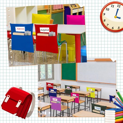 Sanwuta 24 Pack Classroom Chair Pockets, 15 x 17 Inch Book Storage Bags for Chair with Name Slot Students Chairback Pockets for Kindergarten Primary School Home(Multicolor)
