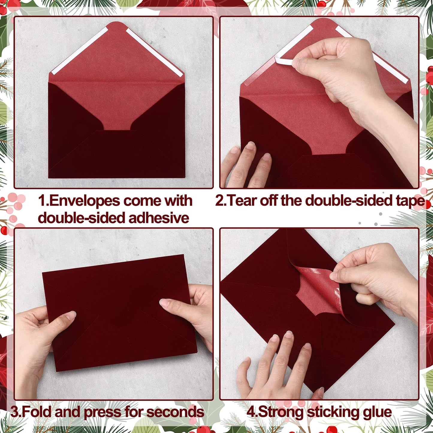 Affrolling 12 Pcs A7 Wedding Velvet Envelopes Velvety Surface Stationery Vintage Soft Rectangle Elegant Envelopes for Invitation Gift Wedding Thank You Letter