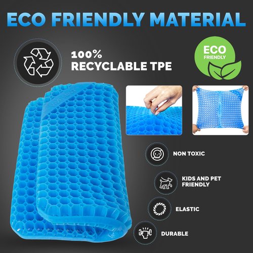 Gel Seat Cushions for Long Sitting- Extra Large & Ultra Thick(2" Inch)- Office Chair Cushion for Pressure Relief, Sciatica, Hip & Back Pain- Car Seat, Wheelchair, Truck Driver Seat - Non-Slip Ties
