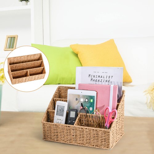 DINGTAI Woven Mail Organizer Countertop, 12 Inch Mail Organizer Basket for Bill and Pen, Farmhouse Desk organizers and storage