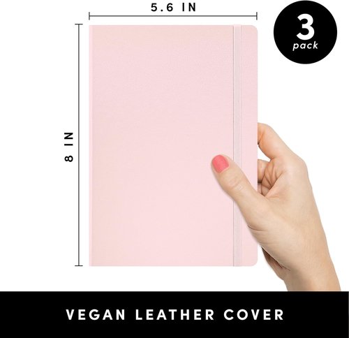 Paperage Lined Journal Notebook - Medium Blush Hardcover, 160 Pages, 100 GSM Thick Paper | 5.6 in x 8 in