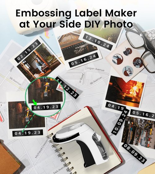 EazeID Embossing Label Maker Machine with Tapes, Vintage Embossed Label Maker, Retro Embosser Labeler with 3 Rolls 3D 9mm Embossing Label Tapes Waterproof for Home Office Kids DIY Crafting, White