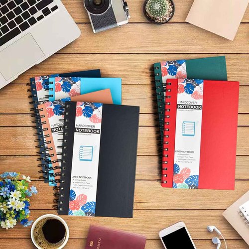 12 Pack A5 Hardcover Spiral Notebook College Ruled Notebooks Colorful Journal Bulk Diary Planner Lined Travel Subject Writing Notepad for School Office Business Supplies, 8.3" x 5.5", 6 Colors