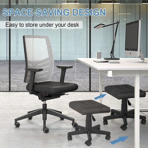 Lilithye Footrest Stool Under Desk Adjustable Height Footrest Ottoman Ergonomic Foot Stool with Wheels 360° Rolling for Home Office (Black-1)