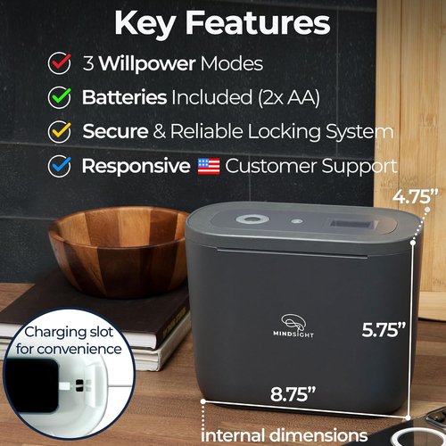 Mindsight Timed Lock Box Plus - Fits Small Tablets & Phones | Reduces Screen Time & Builds Healthy Habits