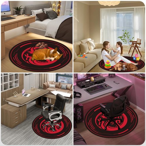 Raoot Chair Mat for Hardwood Floor Gaming Chair Mat 47 Inch Round Floor Mats for Gaming Room Home Office