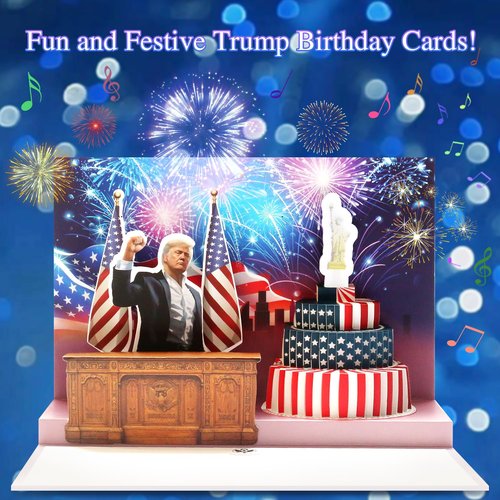 BTEBTAI Birthday Card, Talking Donald President Greeting Cards with Real Voice Message & Light for Men and Women, Parents, Couples