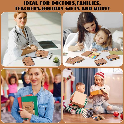 Employee Appreciation Gifts Inspirational Spiral Notebooks with Sticky Notes Notepads Thank You Bamboo Ballpoint Pens Bulk for Coworker Nurse Teacher (40)
