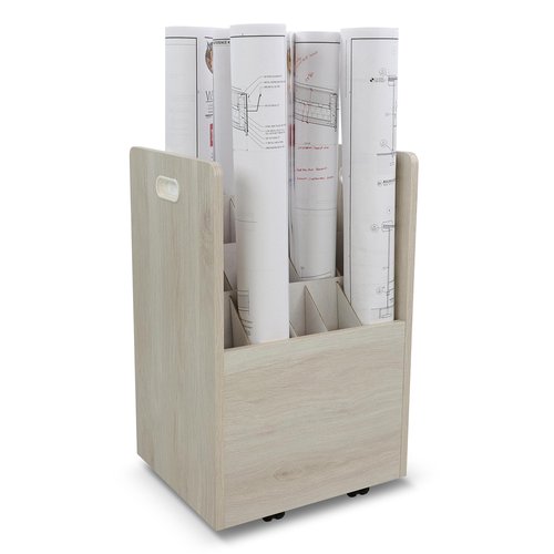 BISupply Blueprint Holder Map Storage on Wheels - 20 Slot White Rolled Architectural Plan Cart