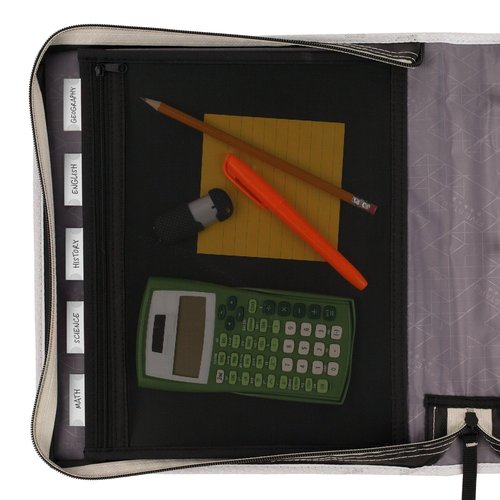 Five Star Zipper Binder, 2 Inch 3-Ring Binder with Round Rings, Expansion Panel and 5-Tab Expanding File, 580 Sheet Capacity, Black/Gray (29052IT8)