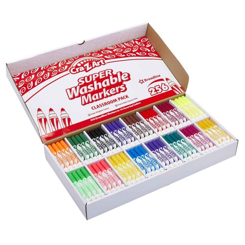 Cra-Z-art Washable Broadline Markers Bulk Class Pack 256ct 16 Assorted Colors, Back To School Supply List Essential, Bulk Pack for School Supply Rooms and In Class For Teachers