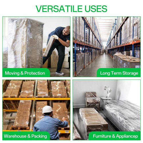 18 Inch Stretch Wrap Roll, Heavy Duty 1500ft Shrink Wrap Roll, Clear 80 Gauge Industrial Strength Stretch Film, Plastic Wrap for Pallet Wrapping Shipping Moving(4 Pack)