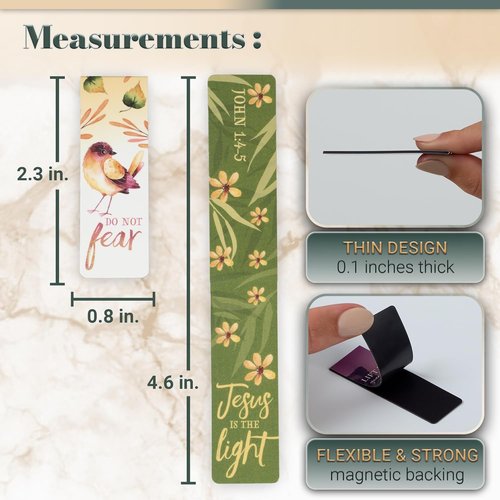 Christian Art Gifts Magnetic Scripture Bookmark Set - Inspirational Fall-Themed Bible Verse Page Markers, Set of 6 (2.3” x 0.8”)