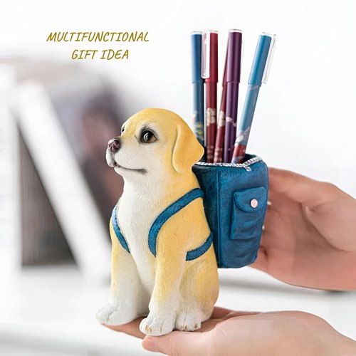 Cute Dog Pen Holder & Desk Organizer,Handmade Non-Toxic Resin Storage Compartment,Eco-Friendly Multifunctional Decor for Home Office/School,Gift for Dog Owners Pet Lovers (Labrador Retriever)