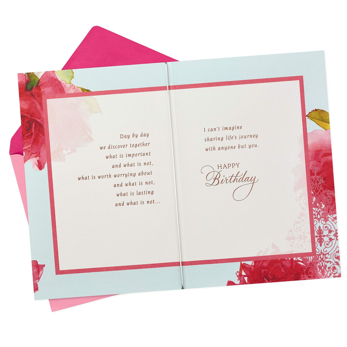 Hallmark Birthday Card for Wife (Roses with Pattern)