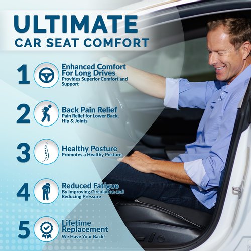 ComfiLife Office Chair Cushion & Car Seat Cushion Bundle – Seat Cushion for Office Chair – Seat Cushion for Car – Sciatica & Back Pain Relief (Black)